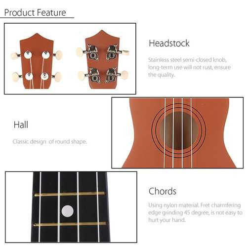 21 Inch Brown Soprano Basswood Ukulele Uke Hawaii Guitar Musical Instrument C122-1232996