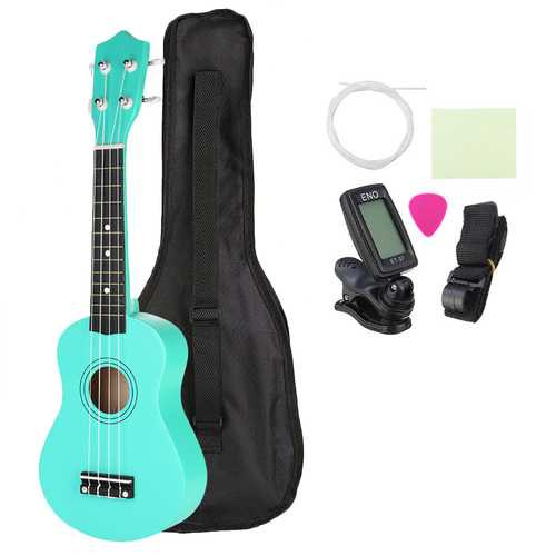 21 Inch Basswood Soprano Ukulele with Gig Bag Tuner Green C122-1201919