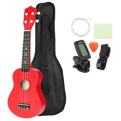 21 Inch Basswood Soprano Ukulele with Gig Bag Tuner Red C122-1211627