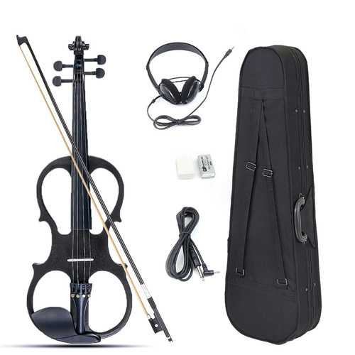 4/4 Electric Violin Full Size Basswood with Connecting Line Earphone & Case for Beginners C122-1225065