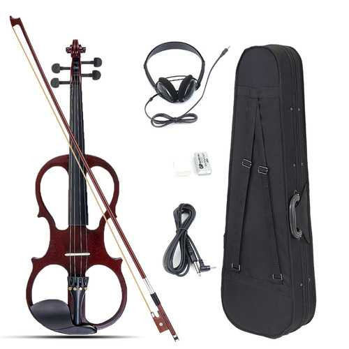 4/4 Electric Violin Full Size Basswood with Connecting Line Earphone & Case for Beginners C122-1225065