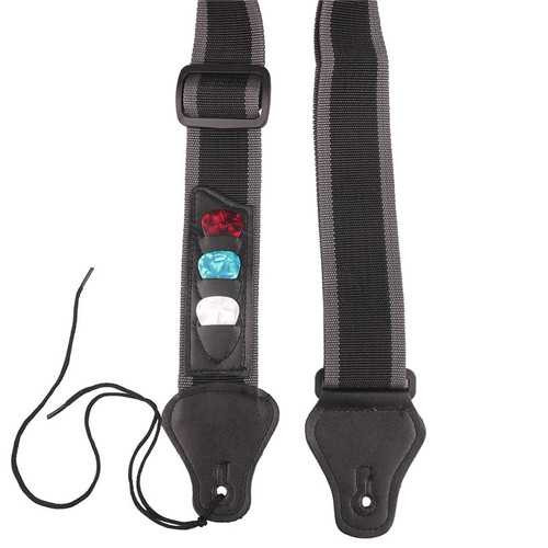 Nylon Guitar Strap with Three Pick Holder Strap with for Electric Acoustic Bass Guitar C122-1135006