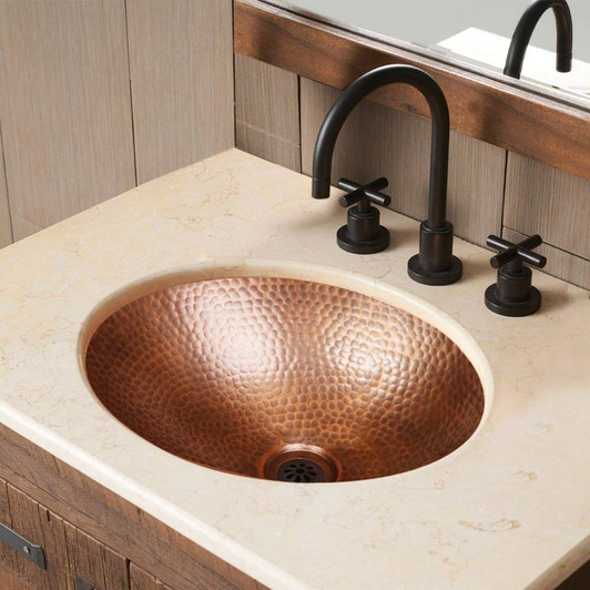 Hand Hammered Oval Sink (17 Inches), Copper