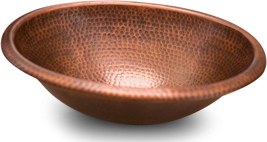 Hand Hammered Oval Sink (17 Inches), Copper