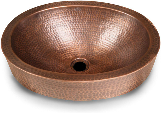 Copper Hand Hammered Skirted Sink, 17 inches (Drop In or Vessel)