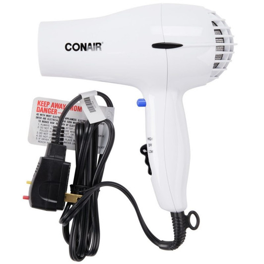 Conair 047W White 2 Heat / 2 Speed Hair Dryer – 1600W