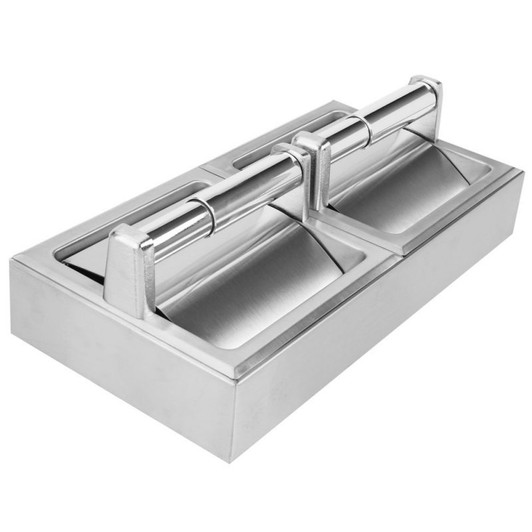 Bobrick B-69997 Surface-Mounted Double Toilet Tissue Dispenser with Stainless Steel Hood and Satin Finish