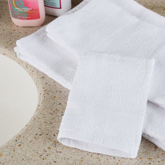 Oxford Silver 12″ x 12″ White Open End Cotton / Poly Wash Cloth 1 lb. – 12/Pack