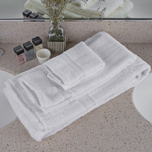 Oxford Vicenza Bianco 13″ x 13″ 100% Ringspun Combed Cotton Wash Cloth with Dobby Border 1.8 lb. – 12/Pack