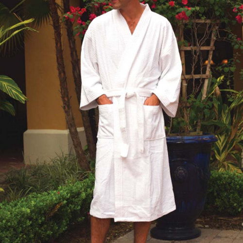 Oxford Waffle Weave Kimono Style Bath Robe – 12/Pack