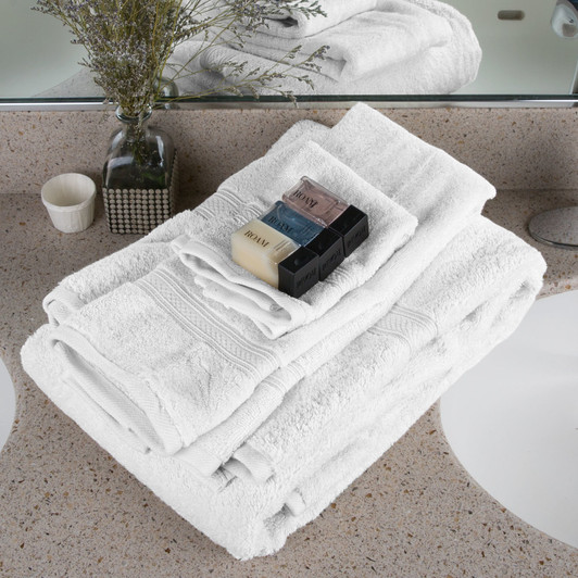 Oxford Vicenza Bianco 30″ x 58″ 100% Ringspun Combed Cotton Bath Towel with Dobby Border 20 lb. – 24/Case