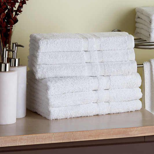 Lavex Lodging Standard 24″ x 48″ Cotton/Poly Bath Towel 8 lb. – 12/Pack