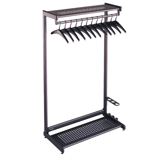 Quartet 20224 48″ x 18 1/2″ x 61 1/2″ Black Single Sided Steel Garment Rack with Two Shelves and 12 Hangers