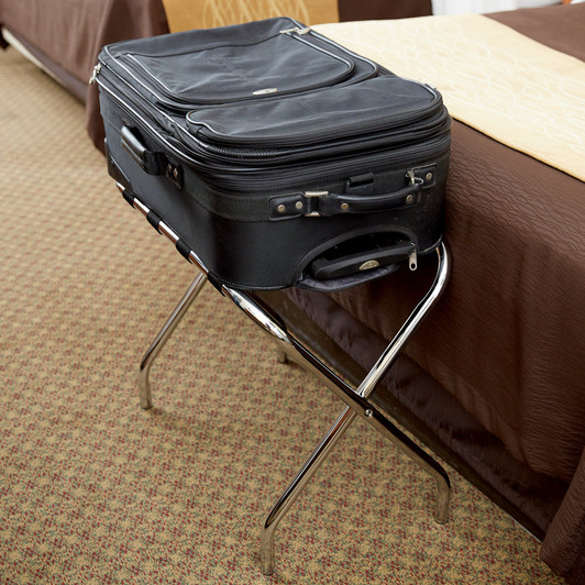 Lancaster Table & Seating Chrome Folding Luggage Rack – 6/Pack