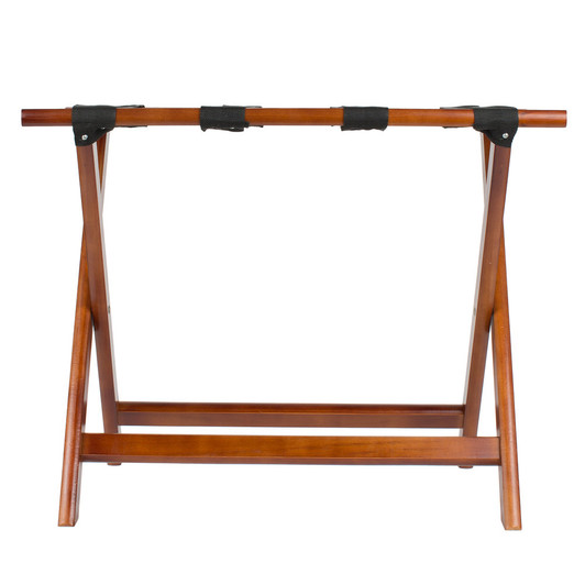 Lancaster Table & Seating 24 1/2″ x 15″ x 20″ Walnut Wood Folding Luggage Rack