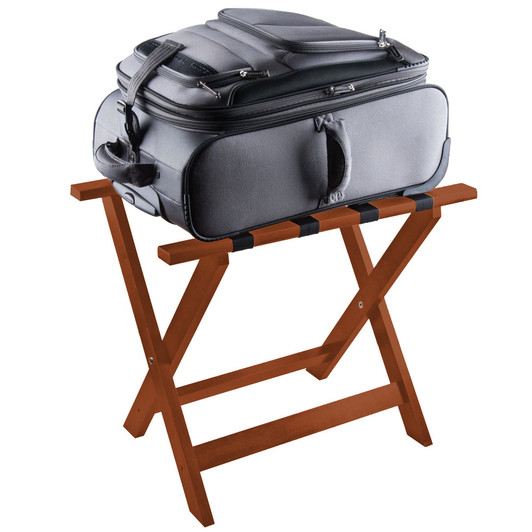 Lancaster Table & Seating 24 1/2″ x 15″ x 20″ Walnut Wood Folding Luggage Rack