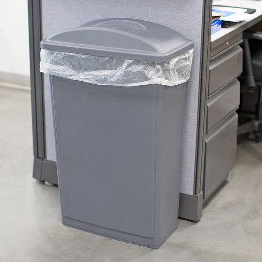 23 Gallon Gray Slim Trash Can and Gray Flat Lid with Handle