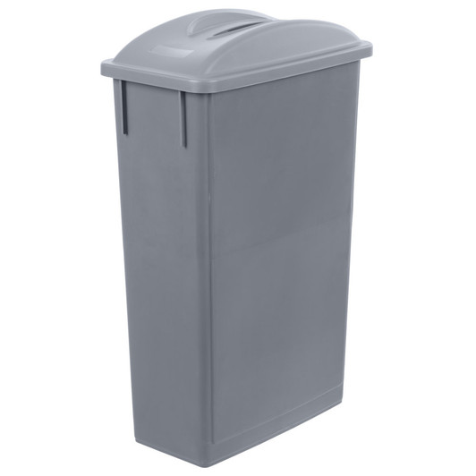 23 Gallon Gray Slim Trash Can and Gray Flat Lid with Handle