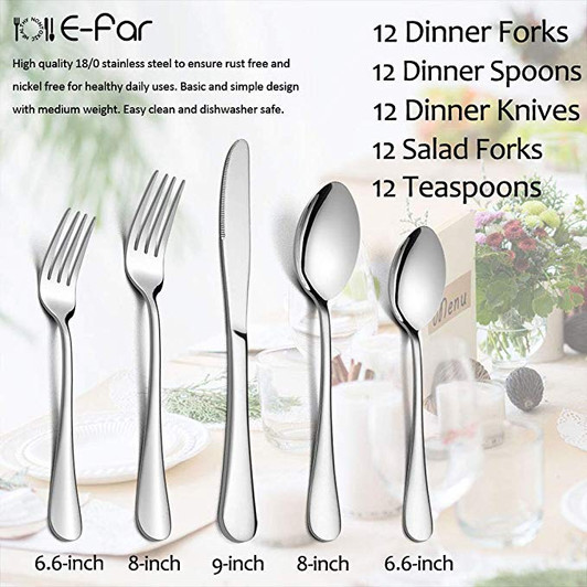 60-Piece Stainless Steel Cutlery Utensil Set Service for 12