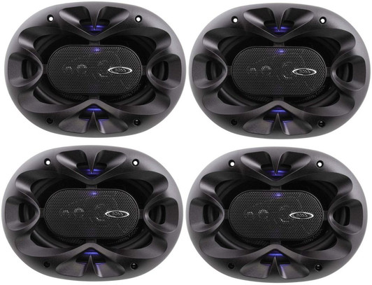 (4) Boss BE5768 5 x 7" 4-Way Speakers Boss Rage 4 Way 300W Full Range Mobile Audio/Video Speakers