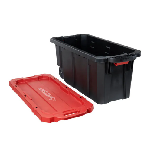 A2ZHOME 170L Stackable Storage Tote with Wheels, 20.9" X 45.25" X 19", Black Base & Red Lid (6/CASE)-A2ZHOME