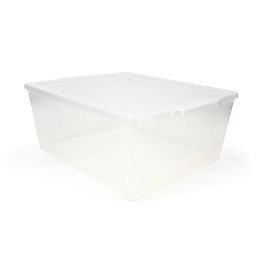 A2ZHOME 19.4L Plastic Clear Stackable Storage Utility Tote Box & Snap-on Lid - 13.5" X 16.5" X 6.6" (6/CASE)-A2ZHOME