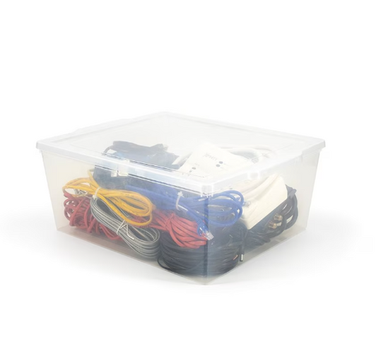 A2ZHOME 19.4L Plastic Clear Stackable Storage Utility Tote Box & Snap-on Lid - 13.5" X 16.5" X 6.6" (6/CASE)-A2ZHOME