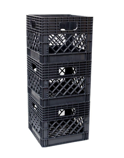 A2ZHOME Heavy Duty Milk Crate with Reinforced Handles - 13" X 13" X 11" (6/CASE)-A2ZHOME