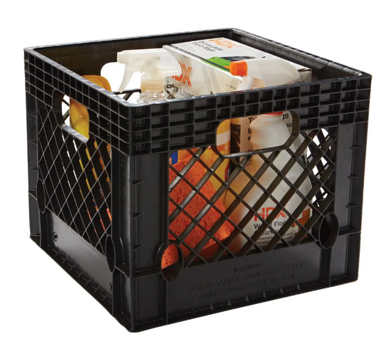 A2ZHOME Heavy Duty Milk Crate with Reinforced Handles - 13" X 13" X 11" (6/CASE)-A2ZHOME