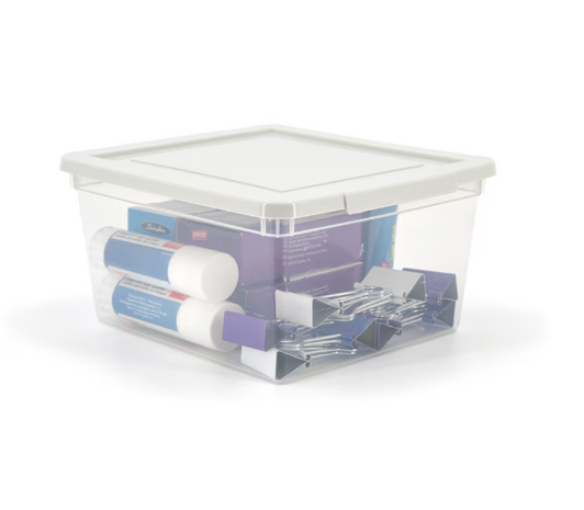 A2ZHOME 2L Clear Plastic Stackable Storage Utility Tote Box with Grey Snap-on Lid - 6.4" X 7.3" X 3.8" (6/CASE)-A2ZHOME