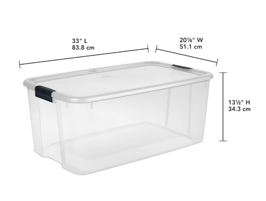 Sterilite 110 Liter Ultra Storage Box - Clear, 20.12" X 33" X 13.5" (6/CASE)-A2ZHOME
