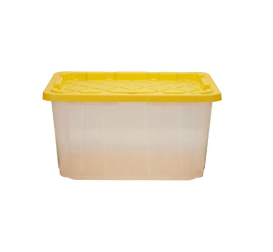 A2ZHOME 102L Stackable Strong Storage Tote Bin, Clear Base & Yellow Snap-on Lid - 20" X 29" X 15" (6/CASE)-A2ZHOME