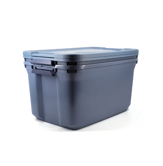 Tuff Store 98L Latching Plastic Storage Blue Tote/Box - Stackable & Nesting - 18.75" X 28.53" X 14.74" (6/CASE)-A2ZHOME