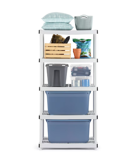 Tuff Store 98L Latching Plastic Storage Blue Tote/Box - Stackable & Nesting - 18.75" X 28.53" X 14.74" (6/CASE)-A2ZHOME
