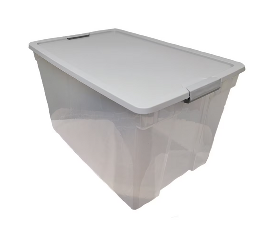 Edge Plastics 60 L Clear Storage Box with Latching Lid, 15.9" X 23.25" X 13.6" (6/CASE)-A2ZHOME