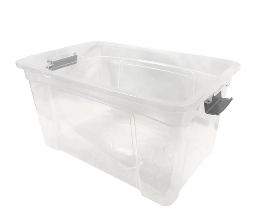 A2ZHOME 36 L Storage Box with Cover Clear Bin with Grey Handles - 13.4" X 19.3" X 10.2" (6/CASE)-A2ZHOME