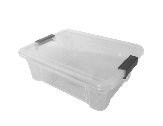 A2ZHOME 12.5 L Storage Box with Cover - Clear Bin With Grey Handles, 11.8" X 15.4" X 4.9" (6/CASE)-A2ZHOME