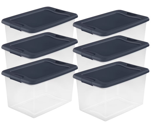 Sterilite 60L Storage Box with Latching Lid in Ink Blue (6/CASE) - 16" x 23.75" x 13.5-A2ZHOME
