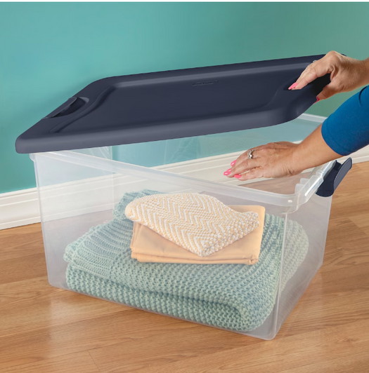 Sterilite 60L Storage Box with Latching Lid in Ink Blue - 16" x 23.75" x 13.5" (6/CASE)-A2ZHOME