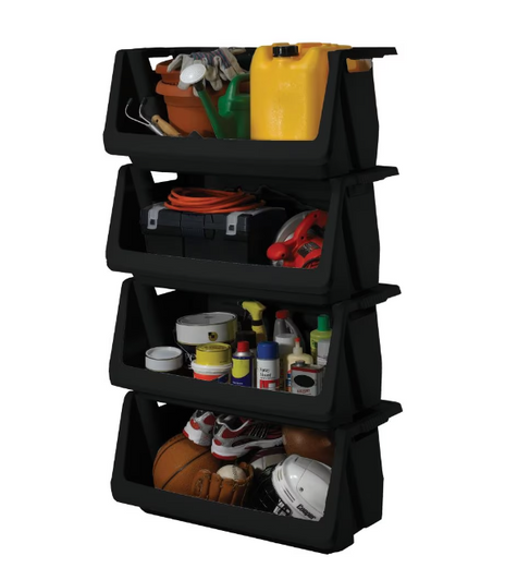 Husky 208L Stackable Heavy Duty Tough Open Storage Bin in Black - 31.5" x 17" x 14.5" (6/CASE)-A2ZHOME