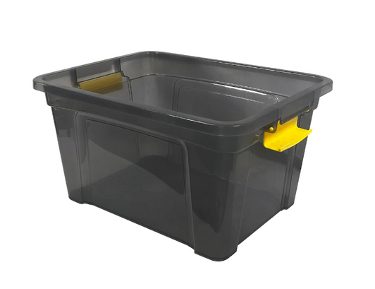 A2ZHOME 18L Storage Box with Cover - Translucent Grey Bin with Yellow Handles (6/CASE)-A2ZHOME