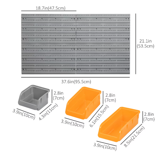 A2ZHOME 44pcs Wall Mounted Tool Organizer Storage Bin Board for Garage Workshop 21.46" X 23.62" X 5.91"-A2ZHOME