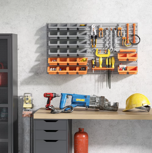 A2ZHOME 44pcs Wall Mounted Tool Organizer Storage Bin Board for Garage Workshop 21.46" X 23.62" X 5.91"-A2ZHOME