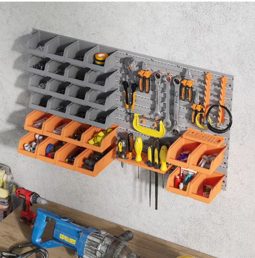 A2ZHOME 44pcs Wall Mounted Tool Organizer Storage Bin Board for Garage Workshop 21.46" X 23.62" X 5.91"-A2ZHOME
