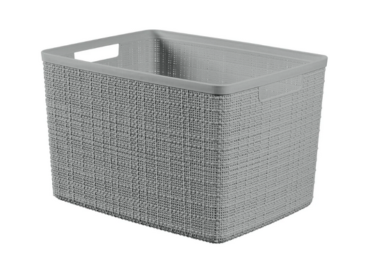 Keter Jute 18L Large Grey Basket 11" X 14.2" X 9.1" - Case of 6-A2ZHOME