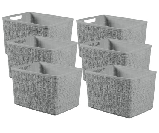 Keter Jute 18L Large Grey Basket 11" X 14.2" X 9.1" - Case of 6-A2ZHOME