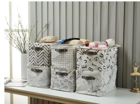 DECOMOMO Large 6-Pack Water Resistant Storage Bin with Handles - Lightweight 12" x 16" x 4" - Set of 6-A2ZHOME