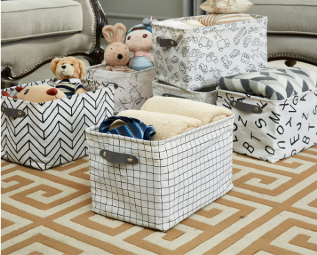 DECOMOMO Large 6-Pack Water Resistant Storage Bin with Handles - Lightweight 12" x 16" x 4" - Set of 6-A2ZHOME
