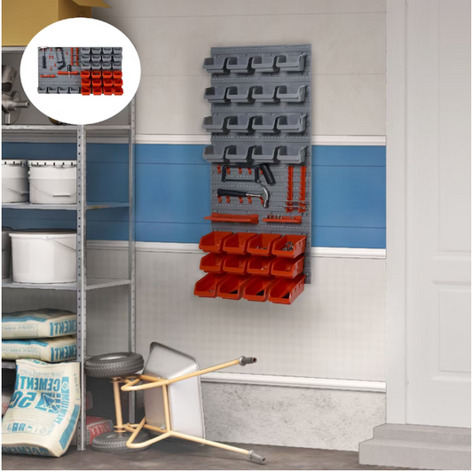 A2ZHOME 44pcs Wall Mounted Tool Organizer Storage Bin Board - Red (Case of 6)-A2ZHOME