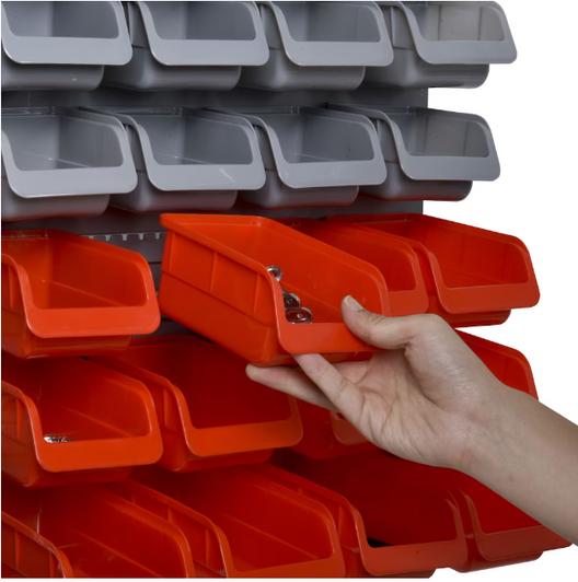 A2ZHOME 44pcs Wall Mounted Tool Organizer Storage Bin Board - Red (Case of 6)-A2ZHOME